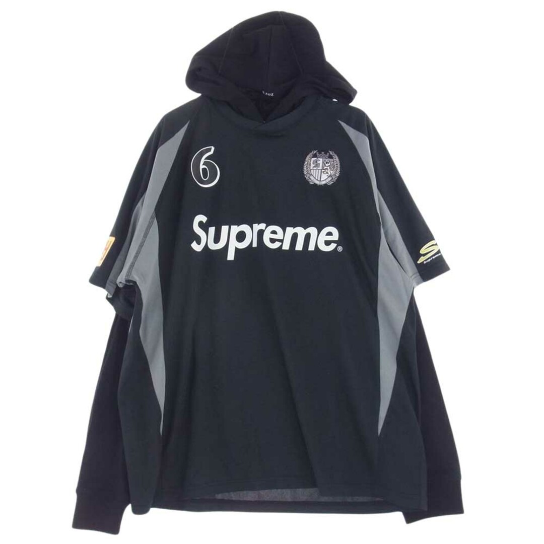 Supreme(シュプリーム)のSupreme シュプリーム ジャージ 23AW Hooded Soccer Jersey サッカー ジャージー レイヤー パーカー ブラック系 M【極上美品】【中古】 メンズのトップス(ジャージ)の商品写真