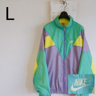 ナイキ(NIKE)の90s NIKE　ナイキ　 銀タグ　ナイロンジャケット　イエロー　グリーン　L(ナイロンジャケット)