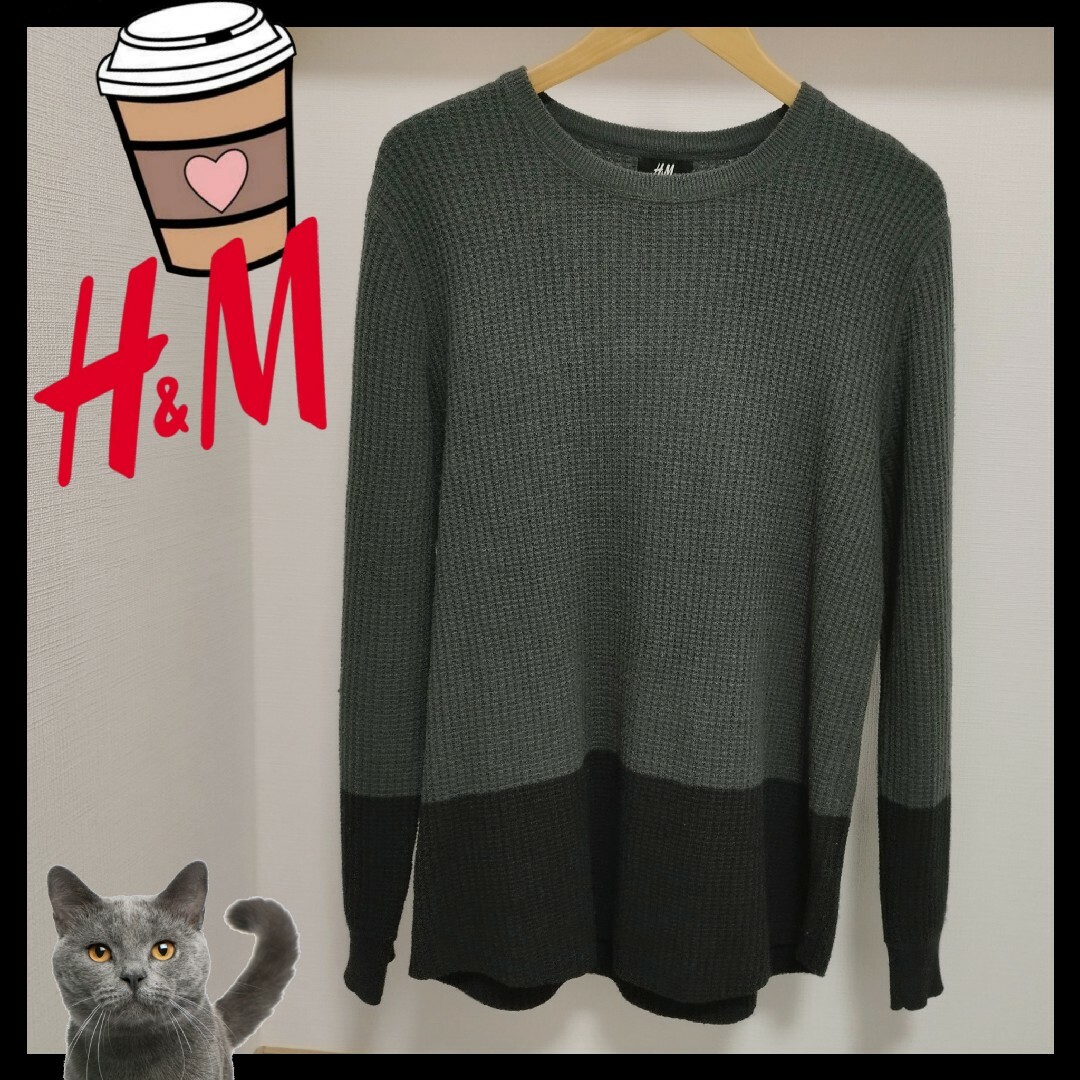 H&M(エイチアンドエム)のH&M エイチ・アンド・エム バイカラーニット メンズのトップス(ニット/セーター)の商品写真