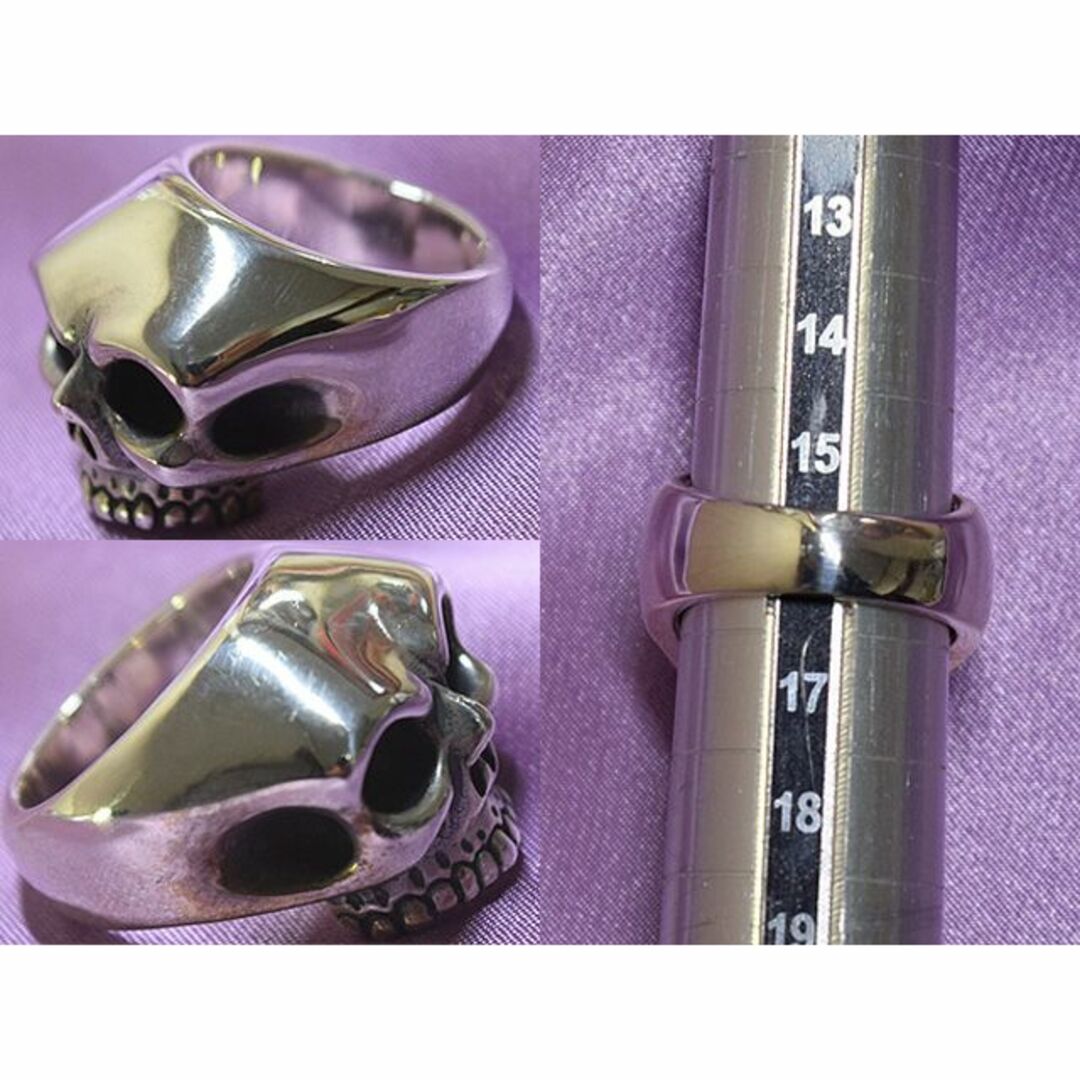 BILL WALL LEATHER(ビルウォールレザー)のBWL Half Skull Ring R349 15.5号 925 メンズのアクセサリー(リング(指輪))の商品写真