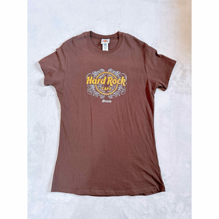 ハードロックカフェ(Hard Rock CAFE)の【未使用】Hard Rock CAFE Guam　Tシャツ　茶　レディース(Tシャツ(半袖/袖なし))