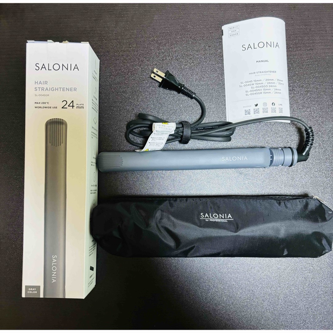 SALONIA ストレートヘアアイロン 24mm グレー スマホ/家電/カメラの美容/健康(ヘアアイロン)の商品写真