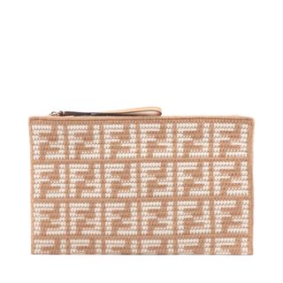 フェンディ(FENDI)のフェンディ  ウール×レザー  ベージュ レディース クラッチバッグ(クラッチバッグ)