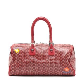 極美品 GOYARD ゴヤール クロワジュール50 ボストンバッグ ヘリンボーン PVC コーティングキャンバス レッド  56892