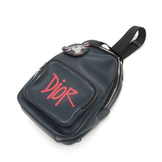 ディオール(Dior)のディオール×ステューシー  レザー  レッド メンズ ウエストバッグ(ウエストポーチ)