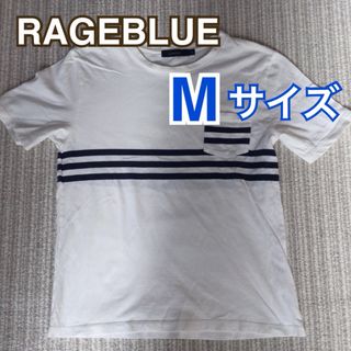 レイジブルー(RAGEBLUE)のレイジブルー 半袖 ボーダー 白色 Tシャツ Mサイズ 白T メンズ(Tシャツ/カットソー(半袖/袖なし))