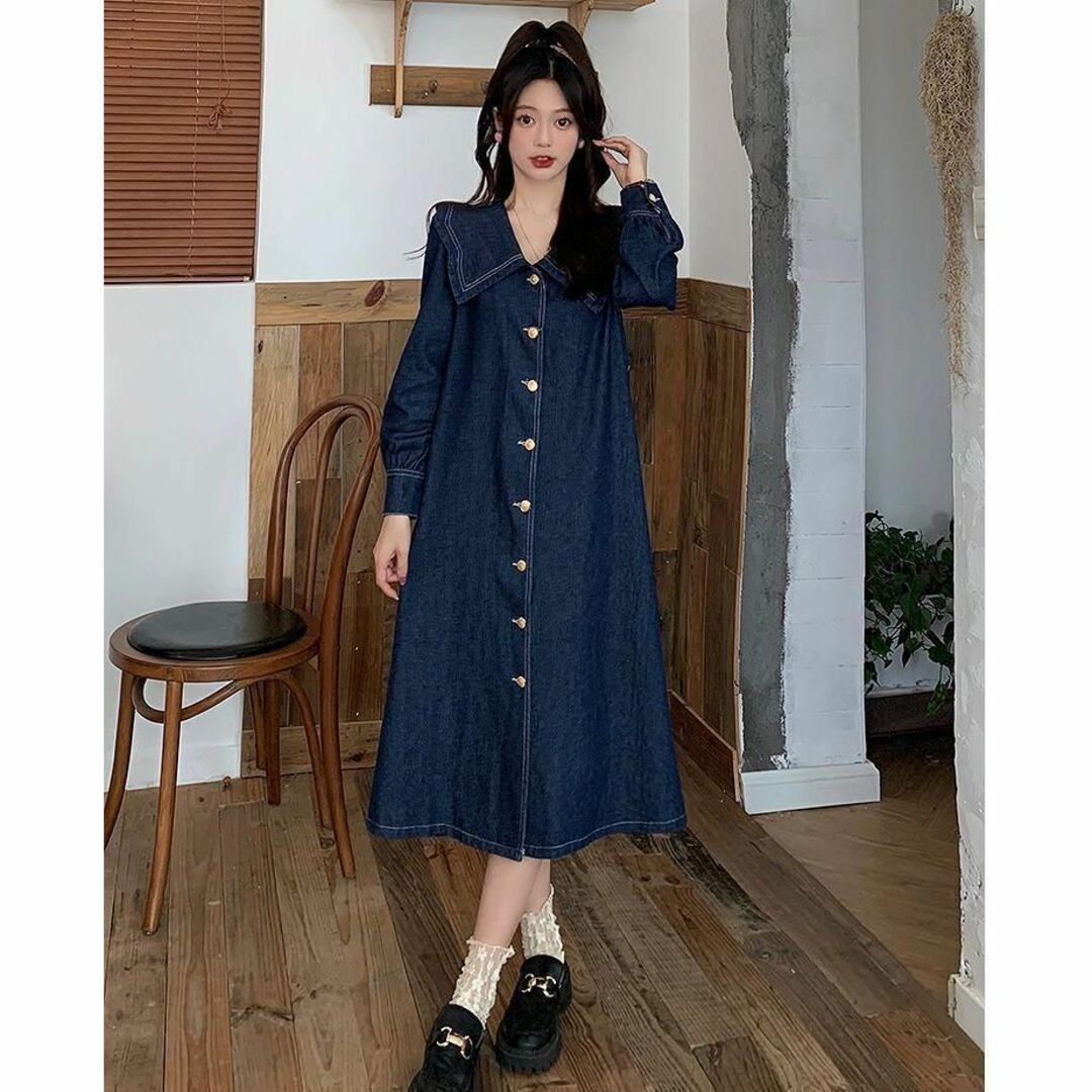 大きいサイズ レディース 秋 冬 デニム ワンピース 新品 長袖 春 大きいサイズ レディース 秋 冬 デニム ワンピース 新品 長袖 春