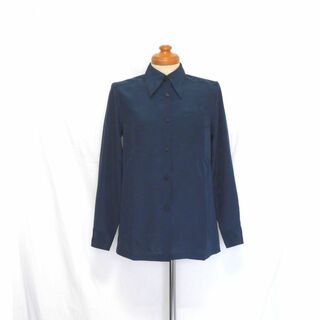 ハナエモリ(HANAE MORI)の美品 送料無料！ ハナエモリ ネイビー 洗える とろみ サテン ブラウス(シャツ/ブラウス(長袖/七分))