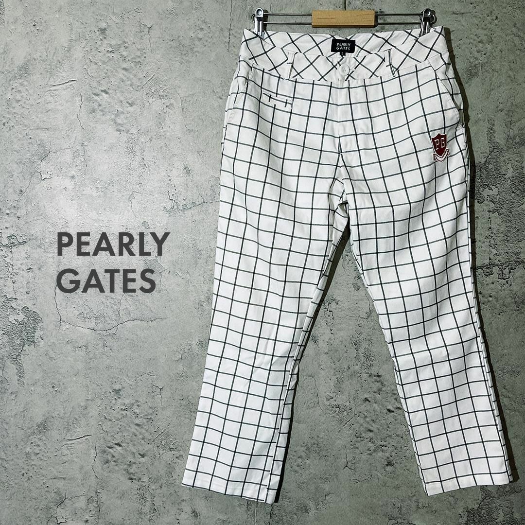 PEARLY GATES(パーリーゲイツ)の3510様　パーリーゲイツ チェック パンツ ワンポント デザイン W80 メンズのパンツ(ワークパンツ/カーゴパンツ)の商品写真
