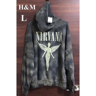 エイチアンドエム(H&M)の未使用タグ付 ニルヴァーナ Nirvana ヴィンテージ風 パーカー L(パーカー)