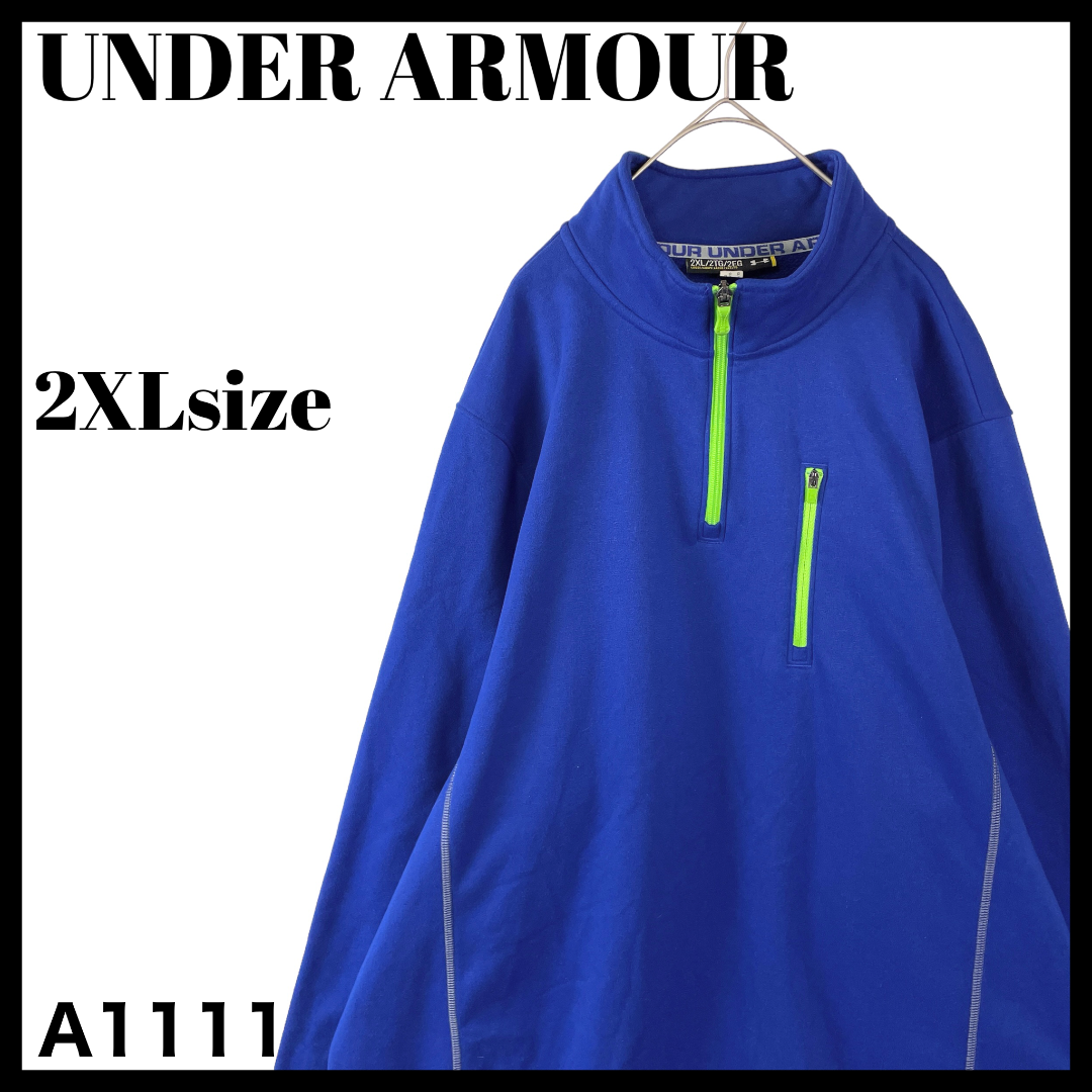 UNDER ARMOUR(アンダーアーマー)のUSA古着 アンダーアーマー ハーフジッププルオーバー 裏地フリース 青 2XL メンズのトップス(スウェット)の商品写真