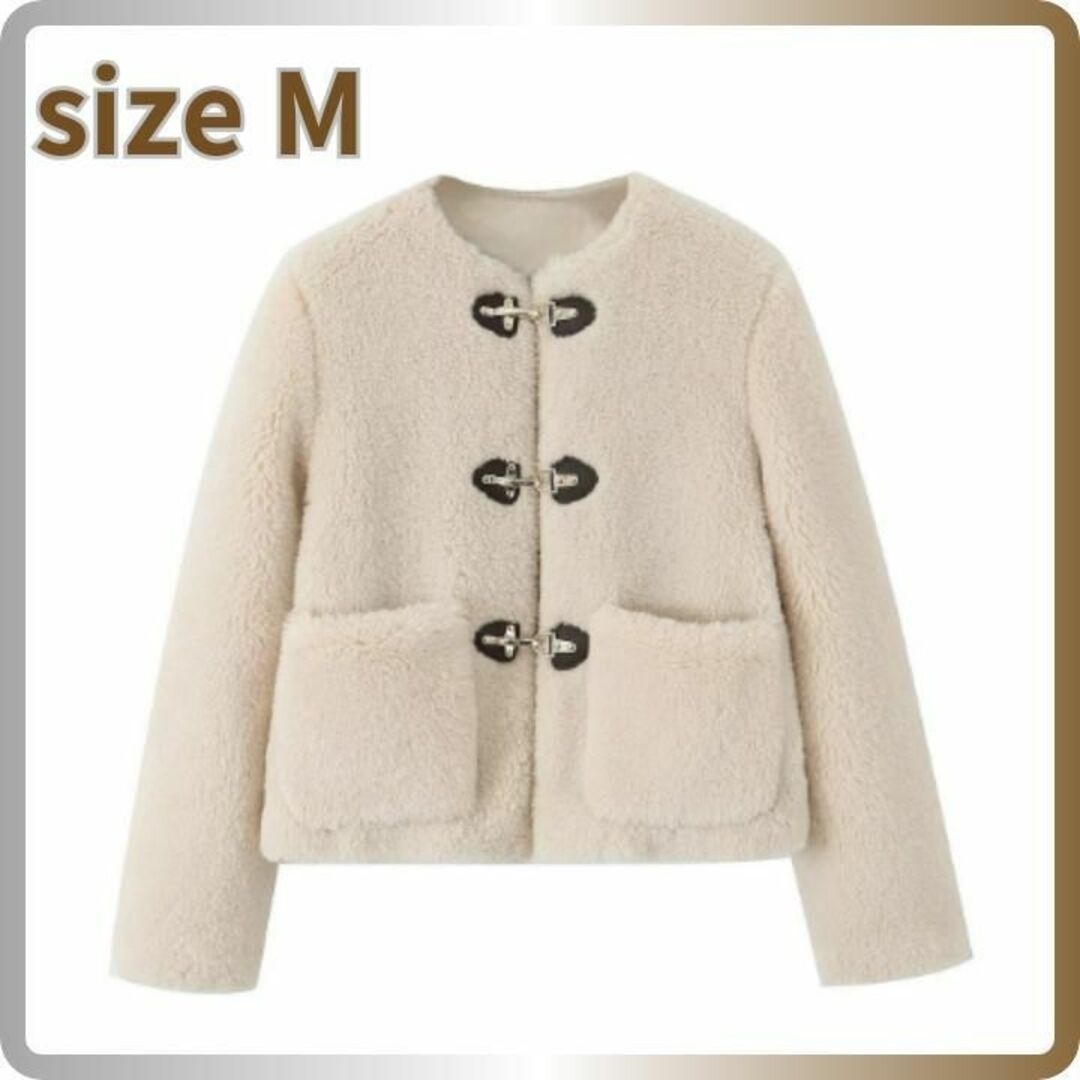 新品フェイクボアジャケット ロブスタークラスプ M ZARA GUの通販 by