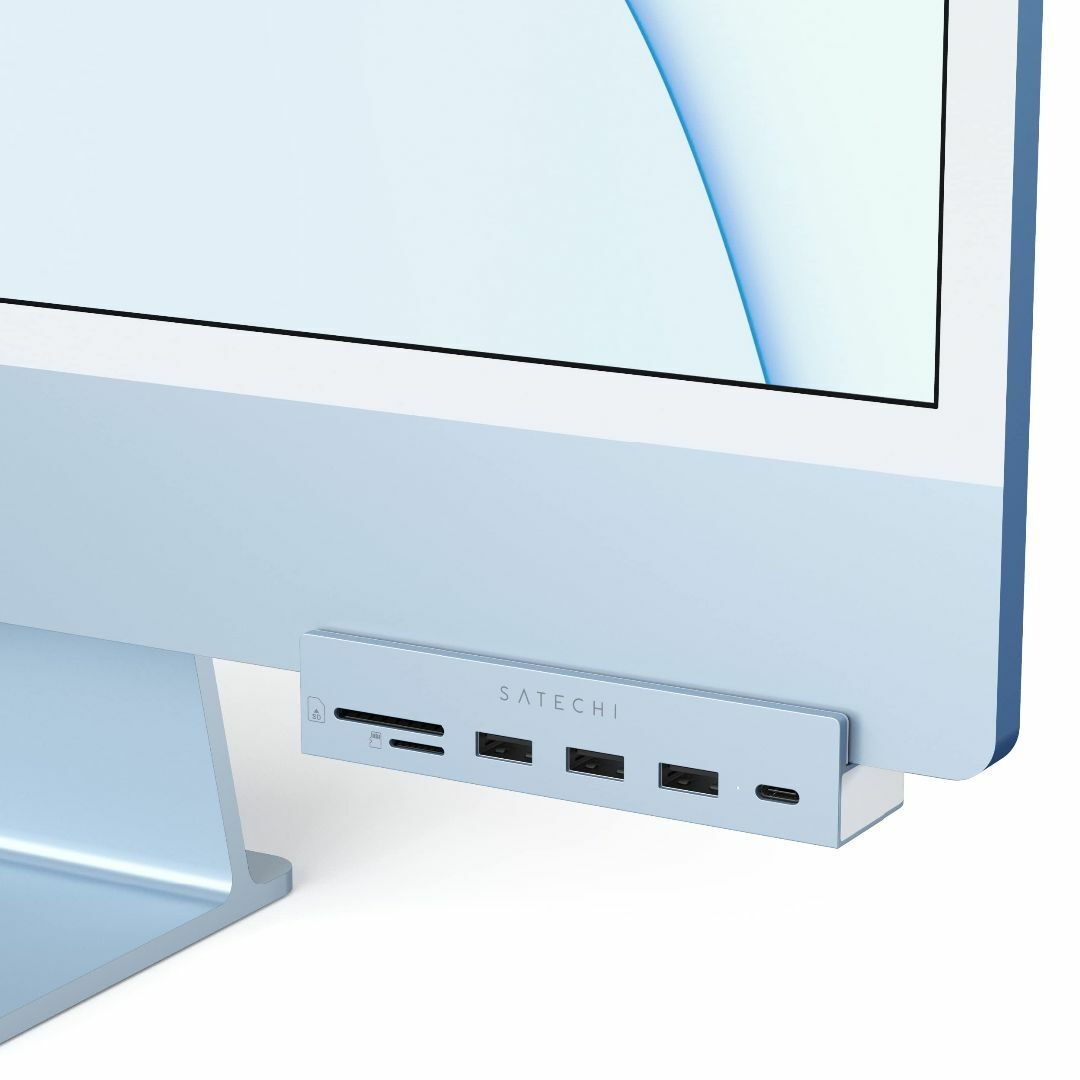 【色: ブルー】Satechi iMac24インチ用 USB-C クランプハブPC/タブレット