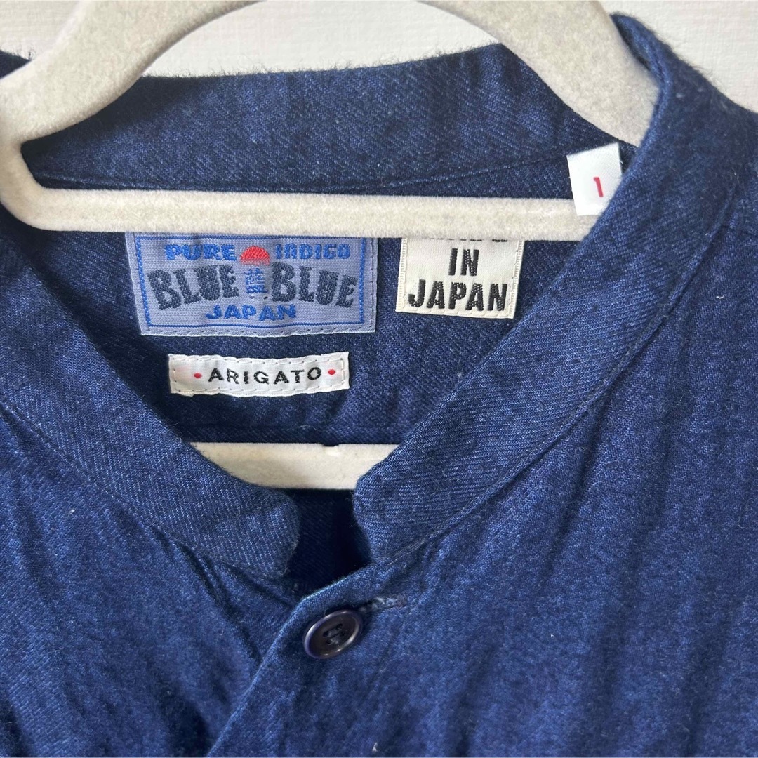 BLUE BLUE(ブルーブルー)のBLUE BLUE JAPANインディゴフランネル クルタロングワンピース 濃紺 レディースのワンピース(ロングワンピース/マキシワンピース)の商品写真