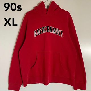 アバクロ(Abercrombie&Fitch) パーカー(メンズ)（レッド/赤色系）の