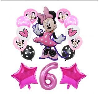 ディズニー(Disney)のミニー　バルーン　誕生日　パーティー　バースデー　風船　数字　6歳(ガーランド)