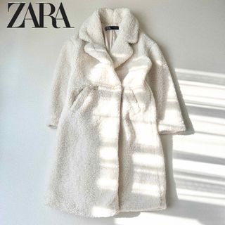 ザラ(ZARA)の美品 ZARA ザラ ロングボアコート テディベアコート オフホワイト プードル(ロングコート)