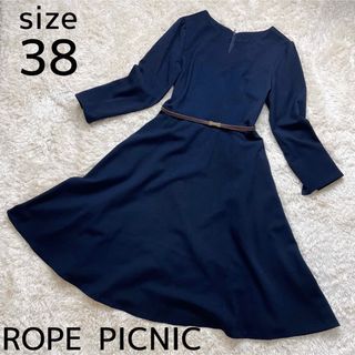 ロペピクニック(Rope' Picnic)のROPE PICNIC ロペピクニック　ワンピース　ベルト付き　ネイビー(ロングワンピース/マキシワンピース)