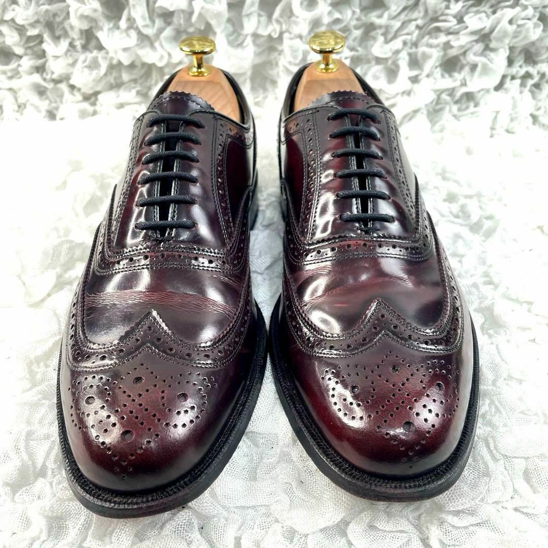 s203【フローシャイム】インペリアル ウイングチップ メダリオン レザー 革靴