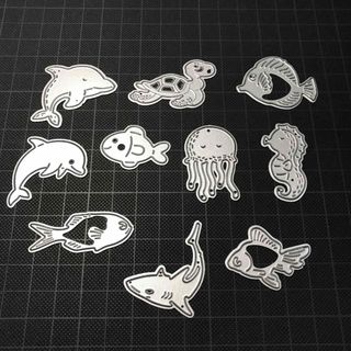 1324 カッティングダイ　ハンドメイド　ダイカット　ダイ　海の生き物　イルカ(型紙/パターン)