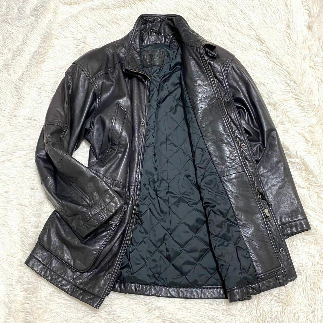 natuRAL vintage(ナチュラルヴィンテージ)のレザーコート 本革 裏地キルティング イギリスラム M アウター メンズのジャケット/アウター(その他)の商品写真