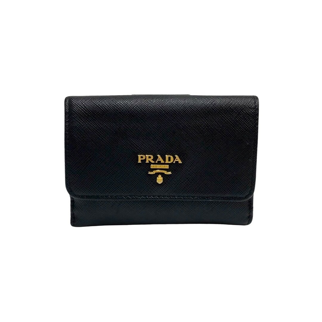 美品　PRADA プラダ 財布 三つ折り財布 ブラック ピンク