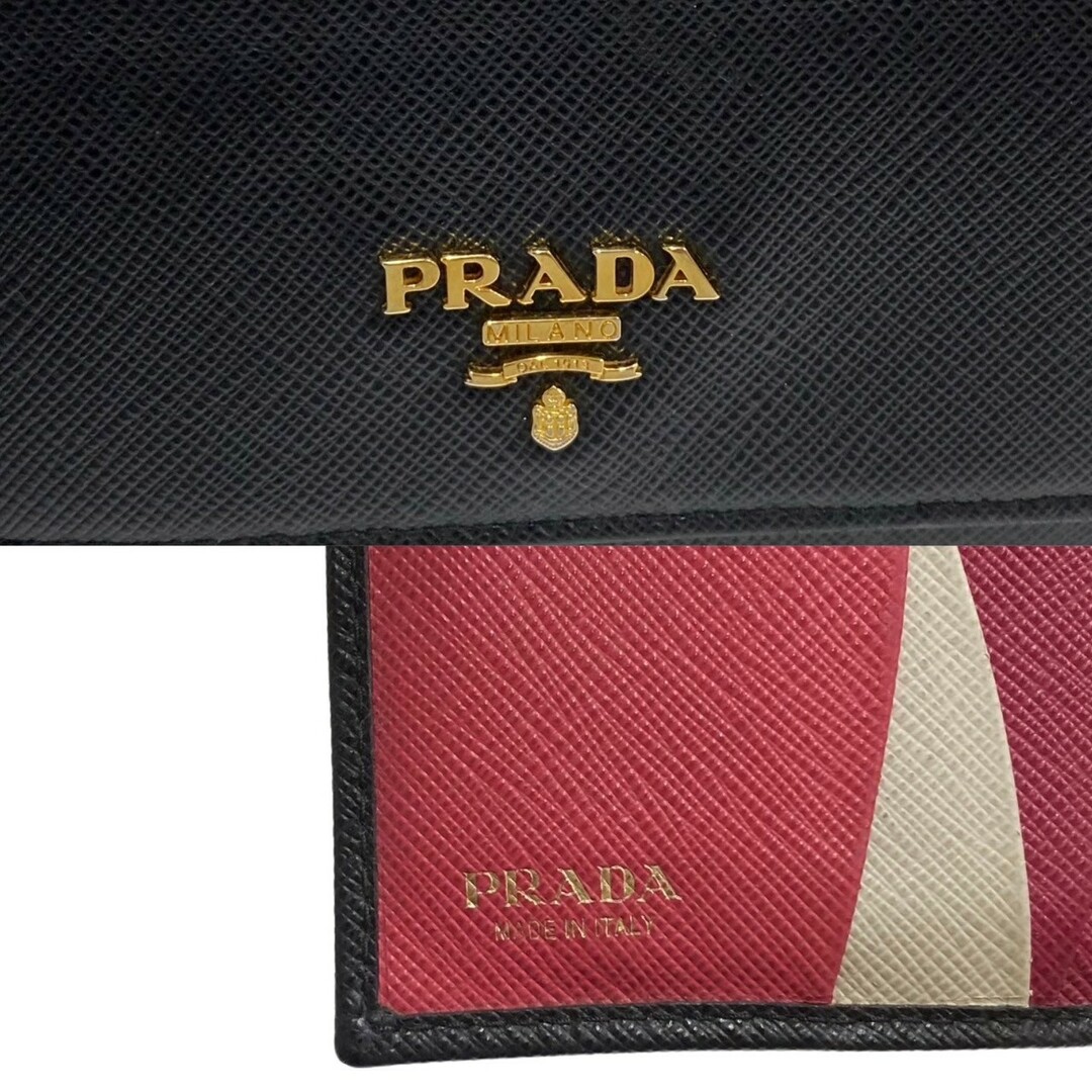 美品　PRADA プラダ 財布 三つ折り財布 ブラック ピンク