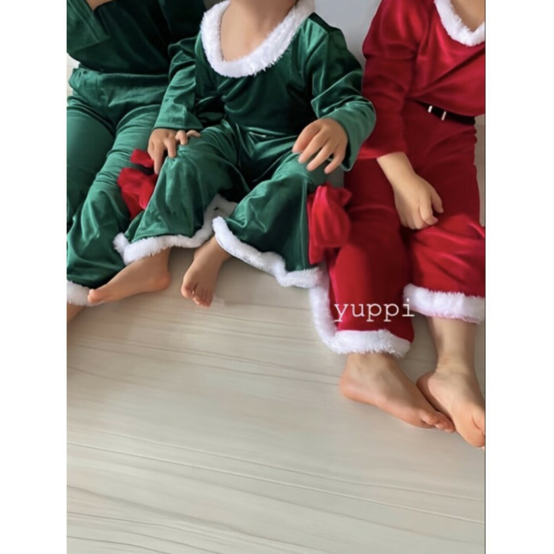 子供服 クリスマス フレアセットアップ 赤 100 コスプレ 可愛い 派手 キッズ/ベビー/マタニティのキッズ服女の子用(90cm~)(ワンピース)の商品写真