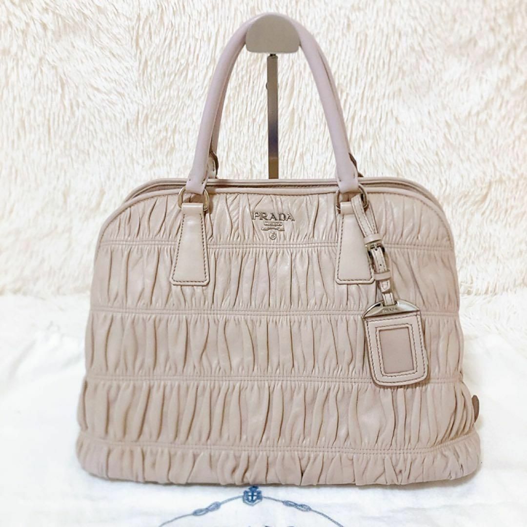 ✨美品✨PRADA 2wayバッグ　ギャザー　オールレザー　ロゴ　CAMMEO