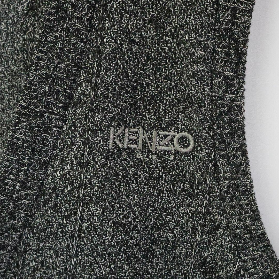 KENZO(ケンゾー)の【希少】ケンゾーゴルフ／ニットベスト　刺繍ロゴ　リネン　日本製　Vネック　濃灰色 メンズのトップス(ニット/セーター)の商品写真