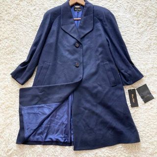 定価14.8万 新品 ワインクラブ ロングコート M カシミヤ100％ 裏地総柄