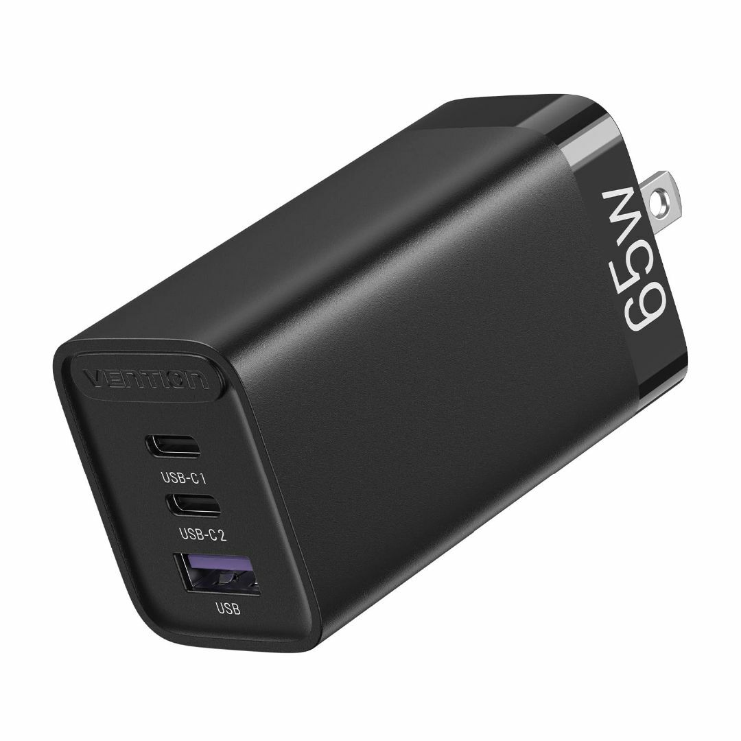 【色: ブラック】VENTION GaN 急速 充電器 3ポート (USB-C