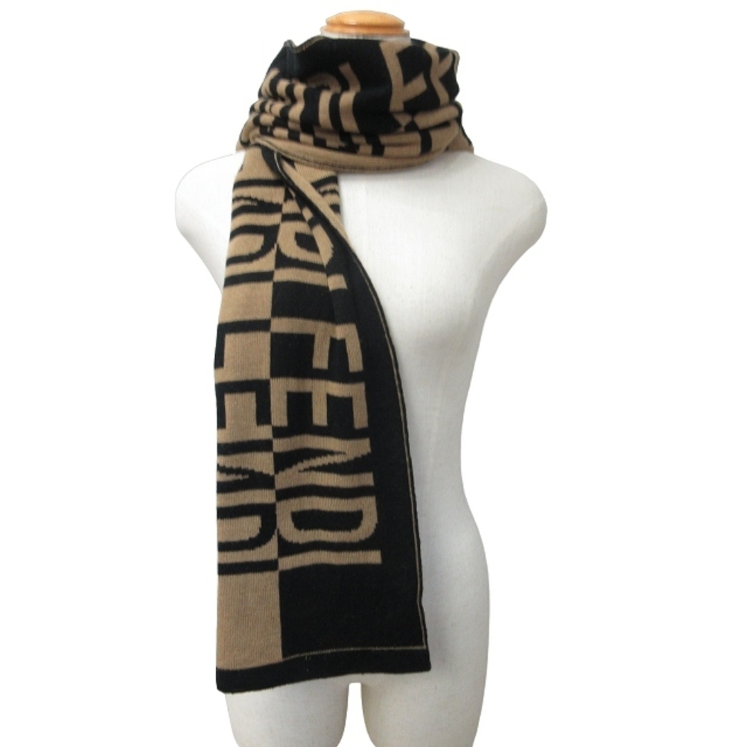 FENDI - フェンディ FENDI ロゴ マフラー ストール 茶 ブラウン 黒