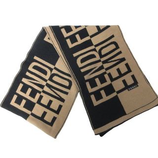 フェンディ(FENDI)のフェンディ FENDI ロゴ マフラー ストール 茶 ブラウン 黒 ■WY(マフラー)