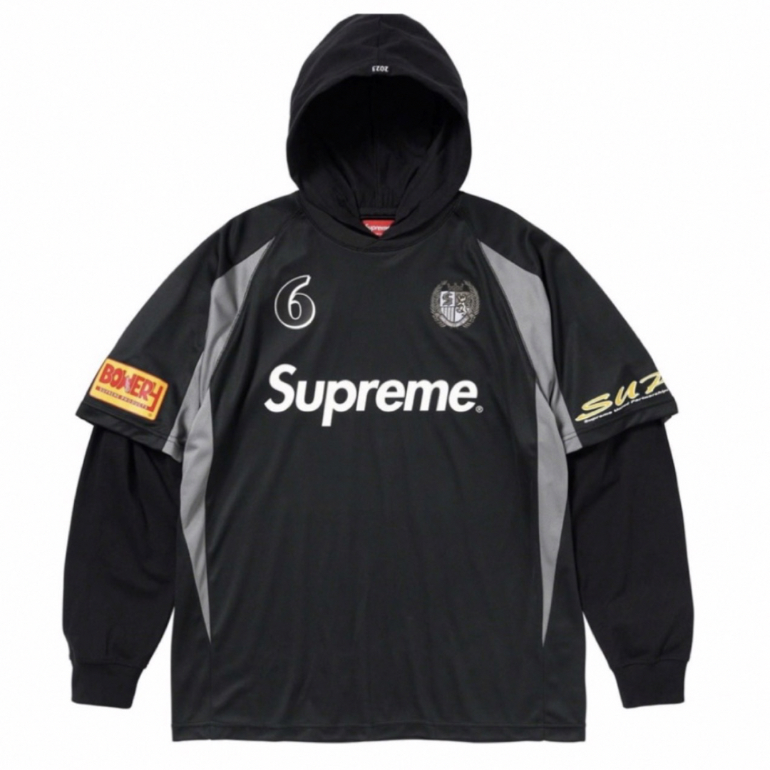Supreme Hooded Soccer Jersey black Mサイズ