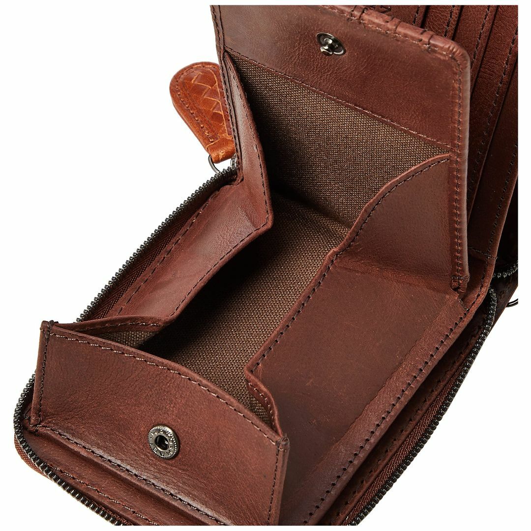 【色: ブラウン】ノマドイ アラバマ ラウンドファスナー二つ折り札入れ NAMW メンズのバッグ(その他)の商品写真