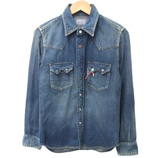 RRL リペア加工 デニム ウエスタンシャツ 4 インディゴ /●