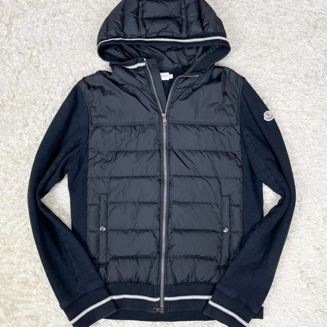 MONCLER ダウンジャケット 切替パーカー ブラック Lサイズ スウェット | フリマアプリ ラクマ