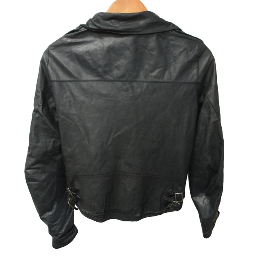 シシ ダブルライダースジャケット 革ジャン ブルゾン 黒 XS-S IBO44 レディースのジャケット/アウター(ライダースジャケット)の商品写真