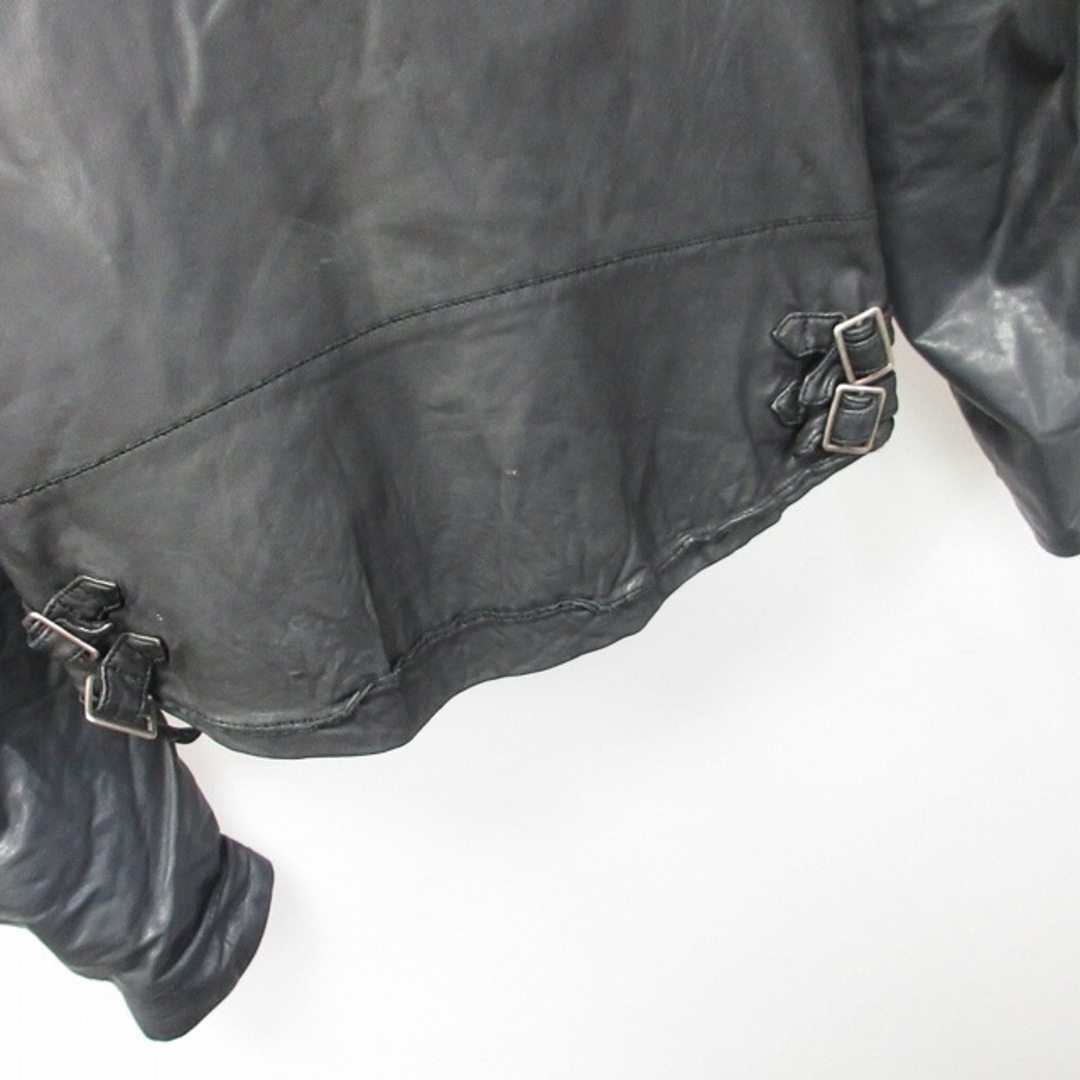 シシ ダブルライダースジャケット 革ジャン ブルゾン 黒 XS-S IBO44 レディースのジャケット/アウター(ライダースジャケット)の商品写真