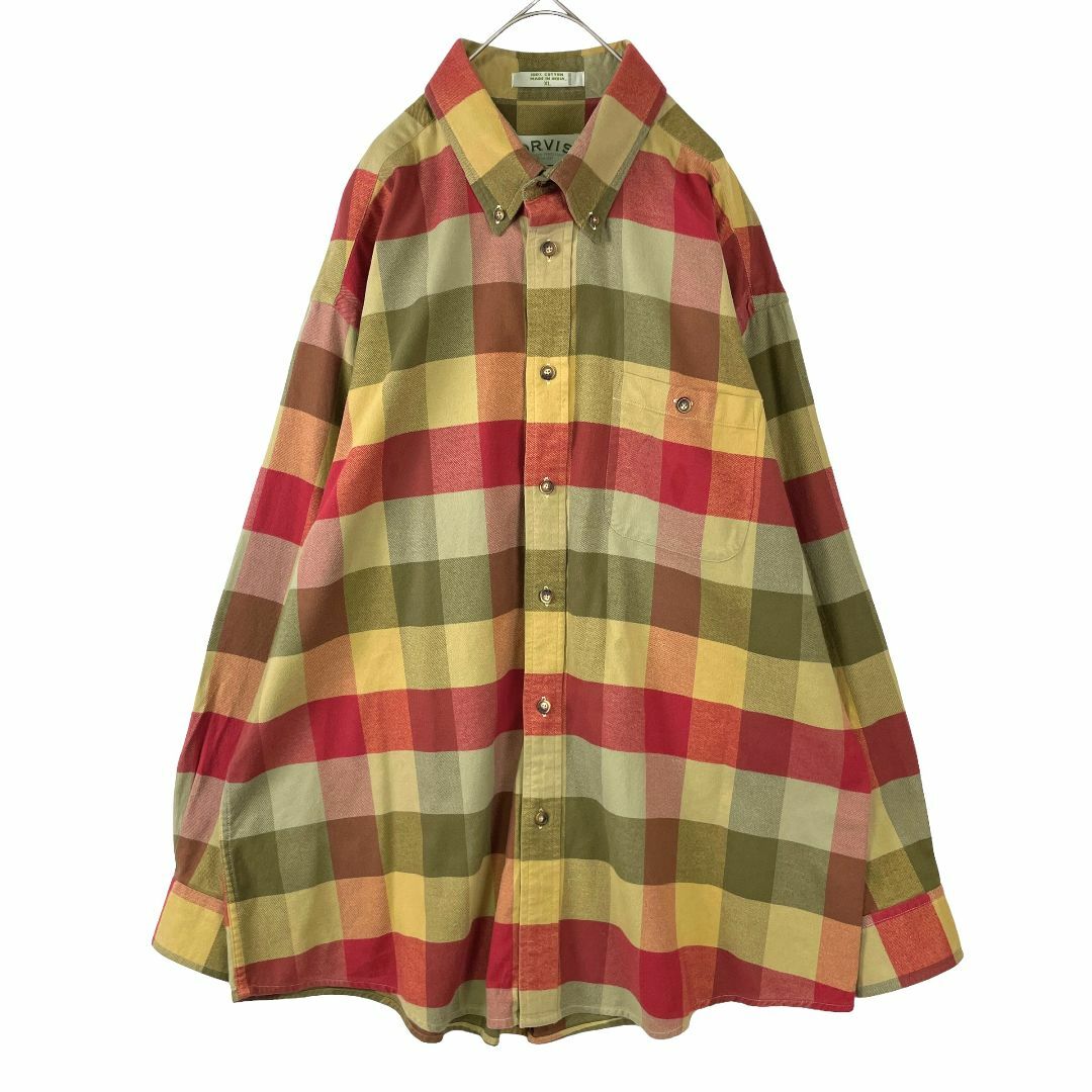 USA古着 ORVIS 長袖ボタンダウンシャツ チェック ネルシャツ XL メンズのトップス(シャツ)の商品写真