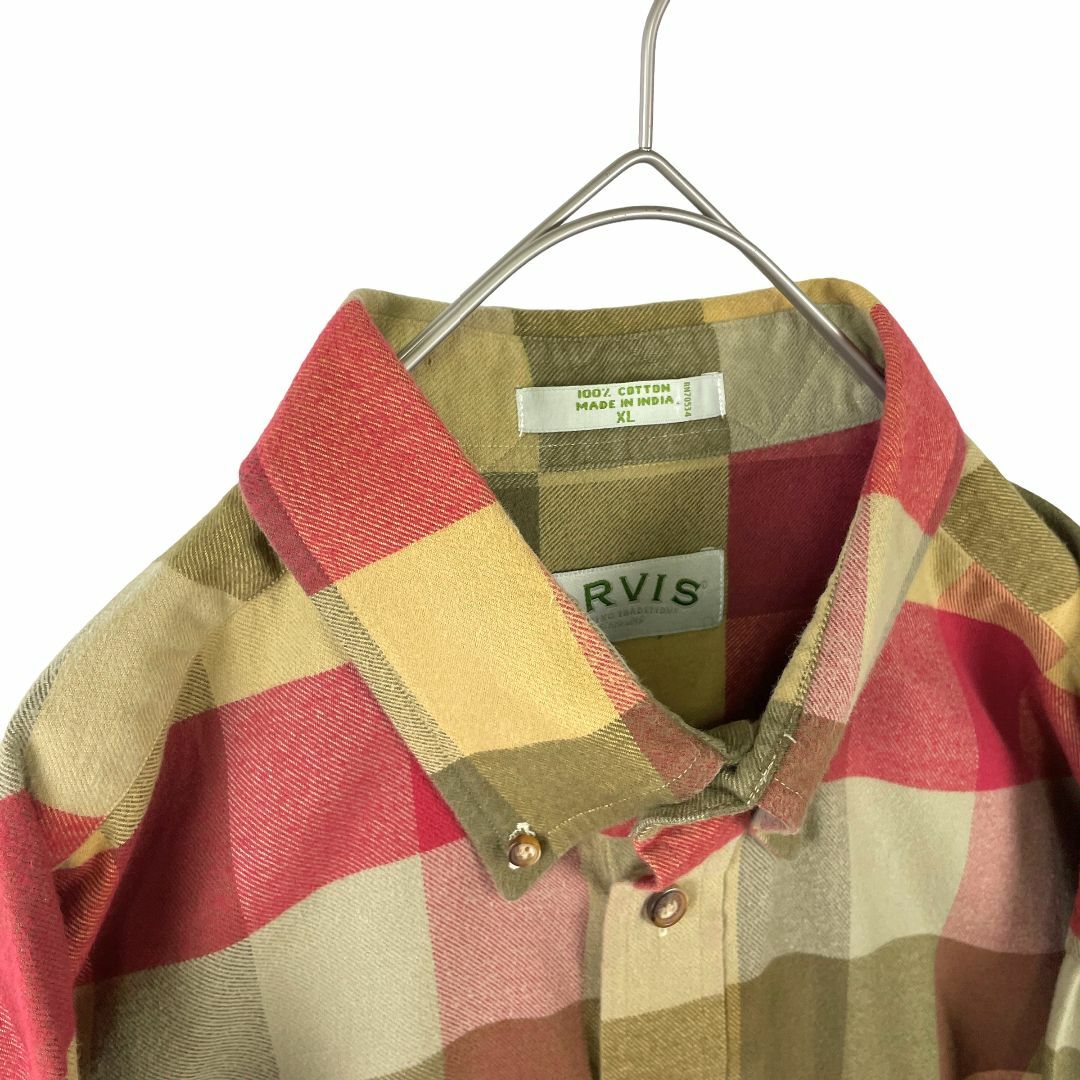 USA古着 ORVIS 長袖ボタンダウンシャツ チェック ネルシャツ XL メンズのトップス(シャツ)の商品写真