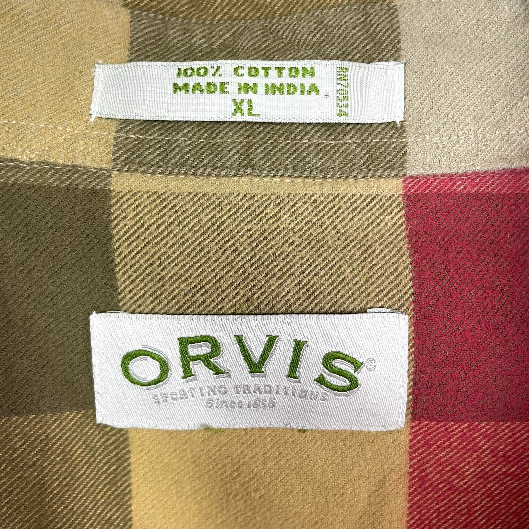 USA古着 ORVIS 長袖ボタンダウンシャツ チェック ネルシャツ XL メンズのトップス(シャツ)の商品写真