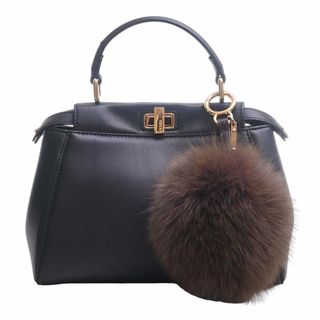 フェンディ(FENDI)の【中古】FENDI フェンディ レザー ミニ ピーカブー ファーチャーム付 2WAY ハンドバッグ 8BN244 ブラック by(その他)