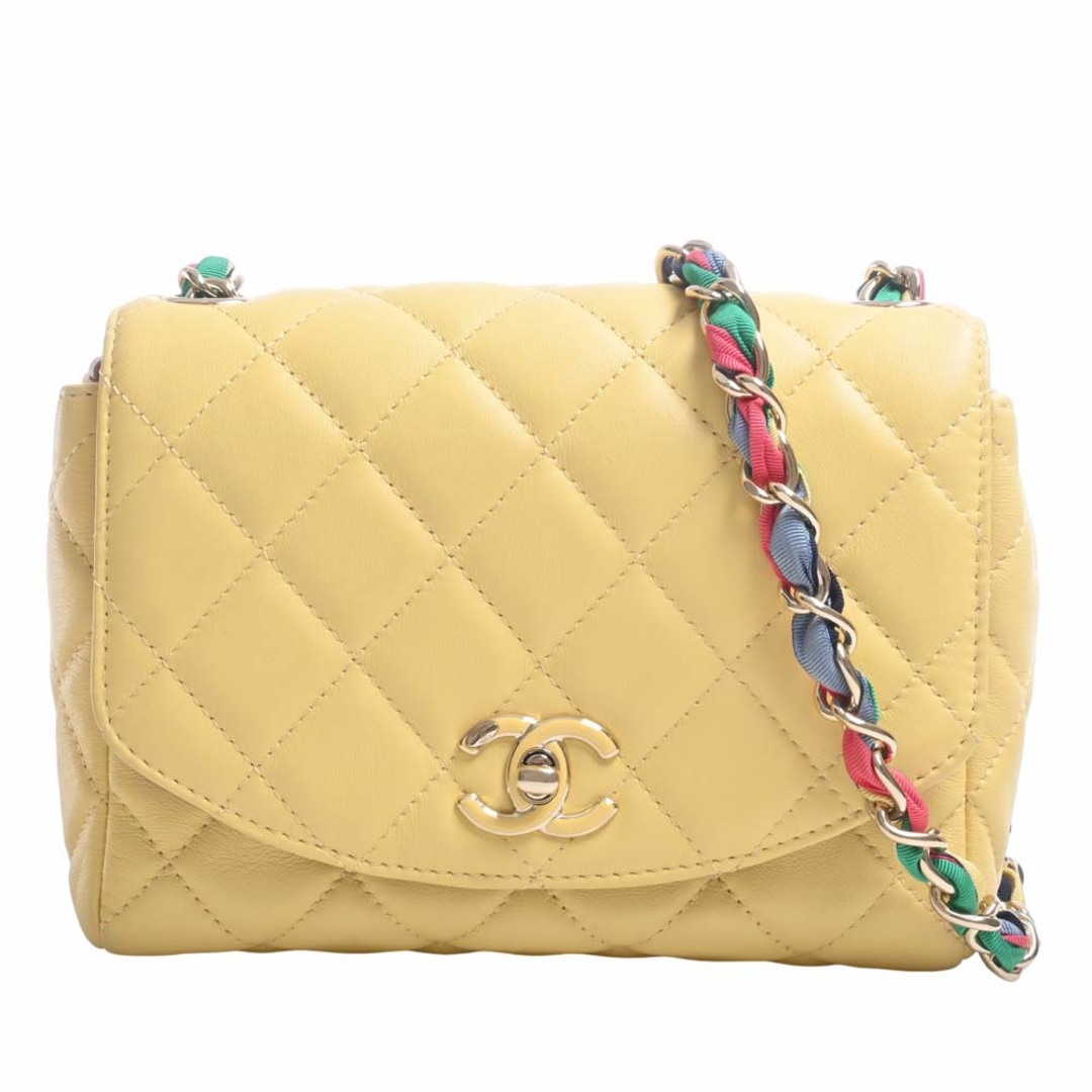 【中古】CHANEL シャネル レザー マトラッセ ココマーク チェーン ショルダーバッグ - イエロー by | フリマアプリ ラクマ