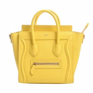 Celine セリーヌ レザー ラゲージ ナノショッパー 2WAY ハンドバッグ - イエロー by