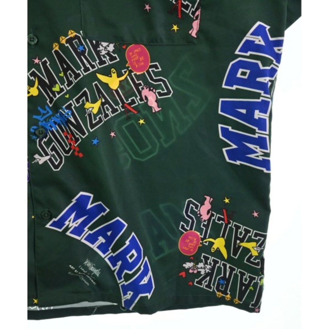 Mark Gonzales(マークゴンザレス)のMARK GONZALES カジュアルシャツ L 緑x青x黒等(総柄) 【古着】【中古】 レディースのトップス(シャツ/ブラウス(長袖/七分))の商品写真