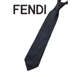 フェンディ(FENDI)の【美品】フェンディ　FENDI FFロゴ　ネクタイ　ネイビー(ネクタイ)