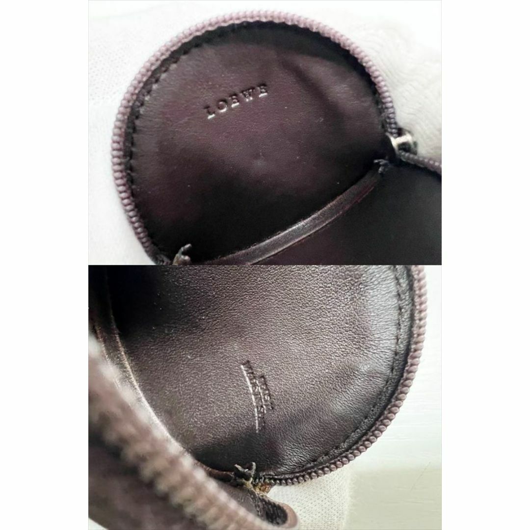 美品 LOEWE ロエベ アナグラム ラウンド コインケース 丸形 ブラウン