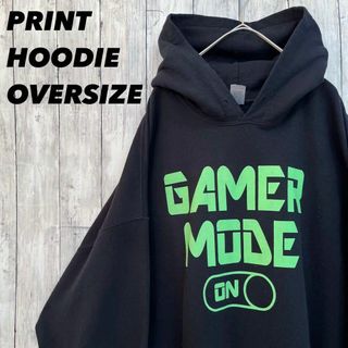 アメリカ古着　ゆるだぼオーバーサイズGAMER MODEプリントスエットパーカー(パーカー)